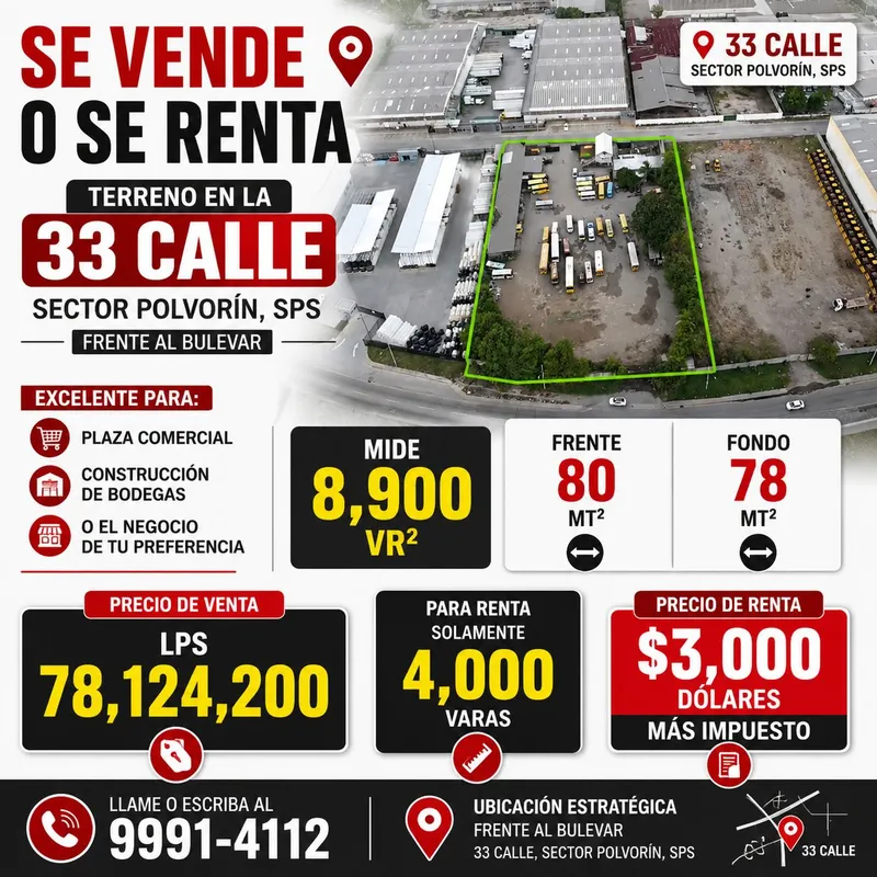 Foto 2 de Terreno Comercial en Venta o Renta, San Pedro Sula